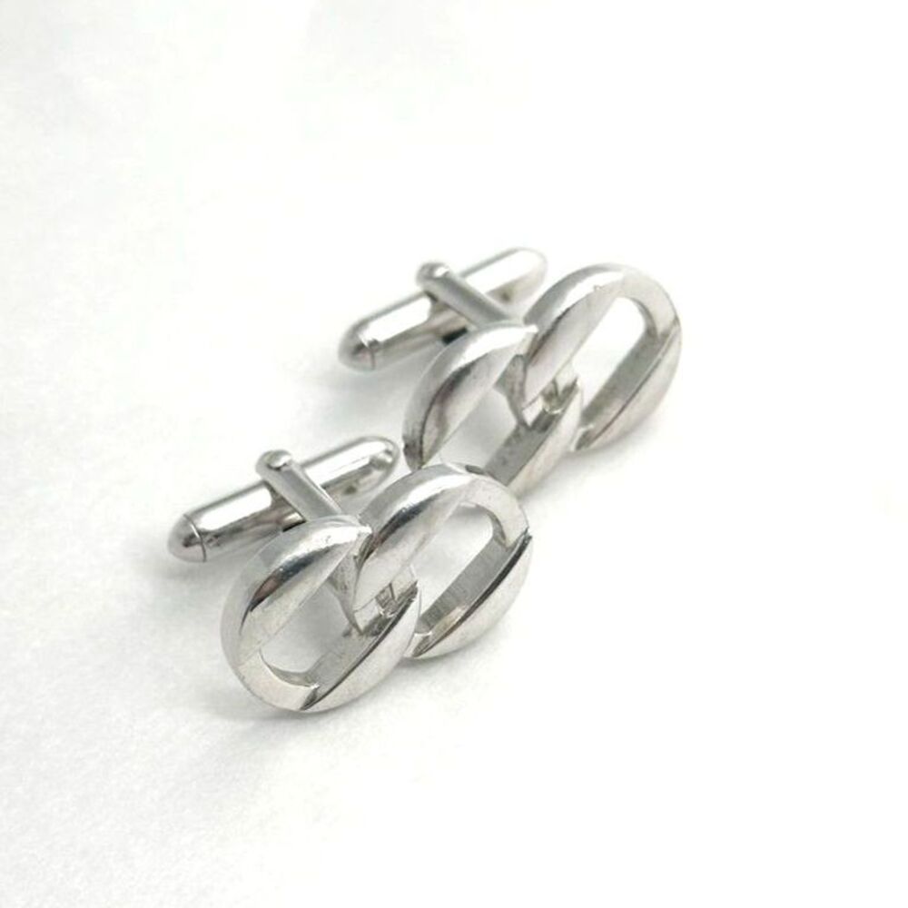 MCM silver tone linked circle cufflinks Swank